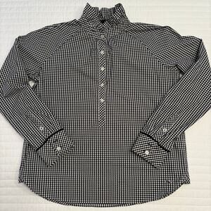 Vineyard Vines Women's Black White Gingham Ruffle Pullover, size 10